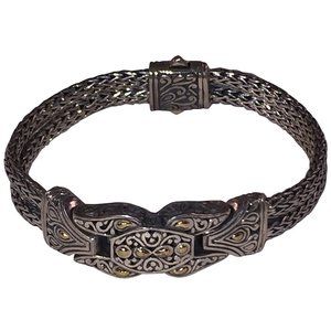 Contemporary Sterling Silver and 18 kt Gold Woven